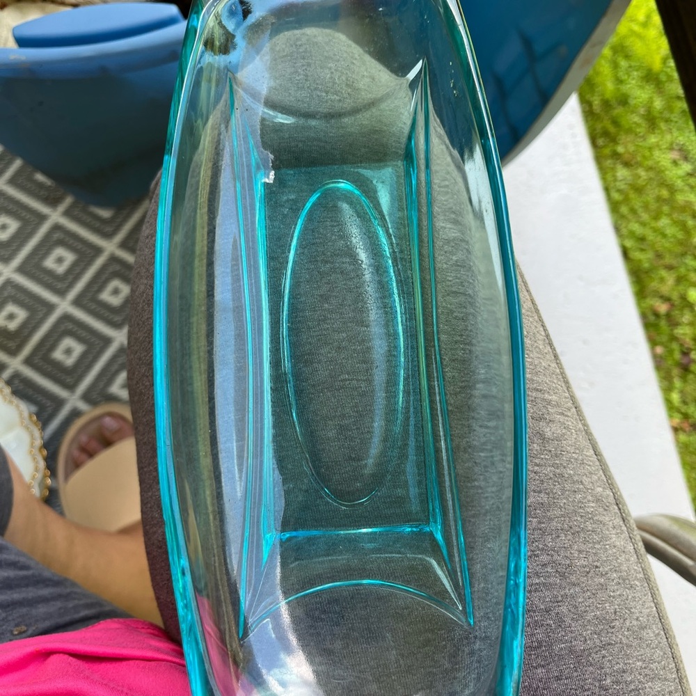 Elegant Blue Glass Serving Dish